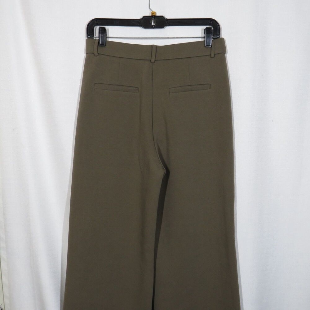 OGL Olive Stretch Cotton Blend Wide Leg Zip Pocket Pull On Pants Petite Medium - Picture 7 of 9